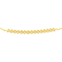 Olas d'Oro - 14K Yellow Gold Diamond Bezel Tennis Bolo Bracelet - 0.19 Carat Total Diamond Weight