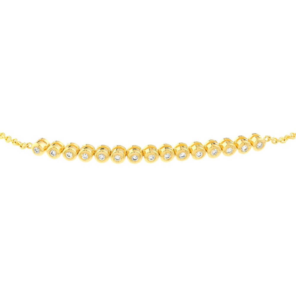 Olas d'Oro - 14K Yellow Gold Diamond Bezel Tennis Bolo Bracelet - 0.19 Carat Total Diamond Weight