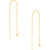 Olas d'Oro - 14K Yellow Gold Diamond Bezel Threader Earrings - 0.06 Carat Total Diamond Weight