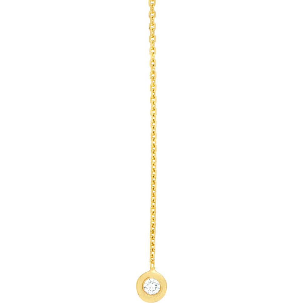 Olas d'Oro - 14K Yellow Gold Diamond Bezel Threader Earrings - 0.06 Carat Total Diamond Weight