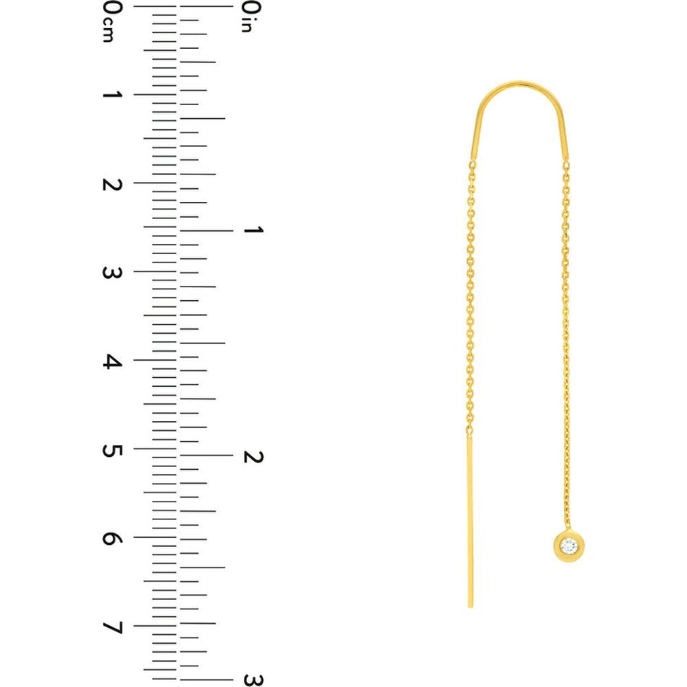 Olas d'Oro - 14K Yellow Gold Diamond Bezel Threader Earrings - 0.06 Carat Total Diamond Weight