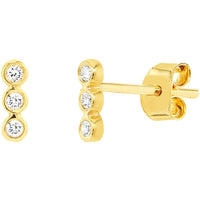 Olas d'Oro - 14K Yellow Gold Diamond Bezel Trio Stud Earrings - 0.08 Carat Total Diamond Weight