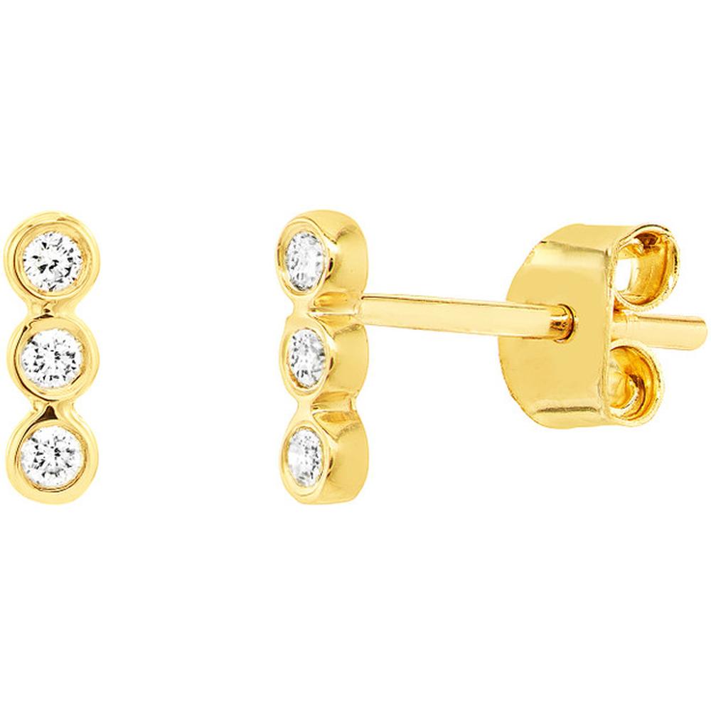 Olas d'Oro - 14K Yellow Gold Diamond Bezel Trio Stud Earrings - 0.08 Carat Total Diamond Weight