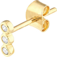 Olas d'Oro - 14K Yellow Gold Diamond Bezel Trio Stud Earrings - 0.08 Carat Total Diamond Weight