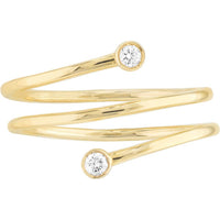 Olas d'Oro - 14K Yellow Gold Diamond Bypass Wrap Ring with Two Bezel Set Diamonds - 0.06 Carat Total Diamond Weight