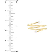 Olas d'Oro - 14K Yellow Gold Diamond Bypass Wrap Ring with Two Bezel Set Diamonds - 0.06 Carat Total Diamond Weight