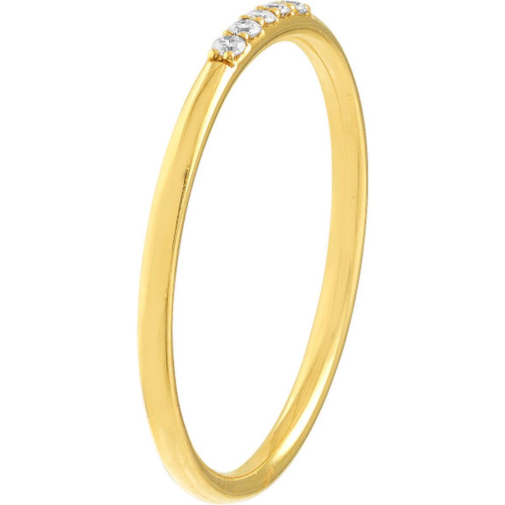Olas d'Oro - 14K Yellow Gold Diamond Center Polished Band Ring - 0.05 Carat Diamond Weight