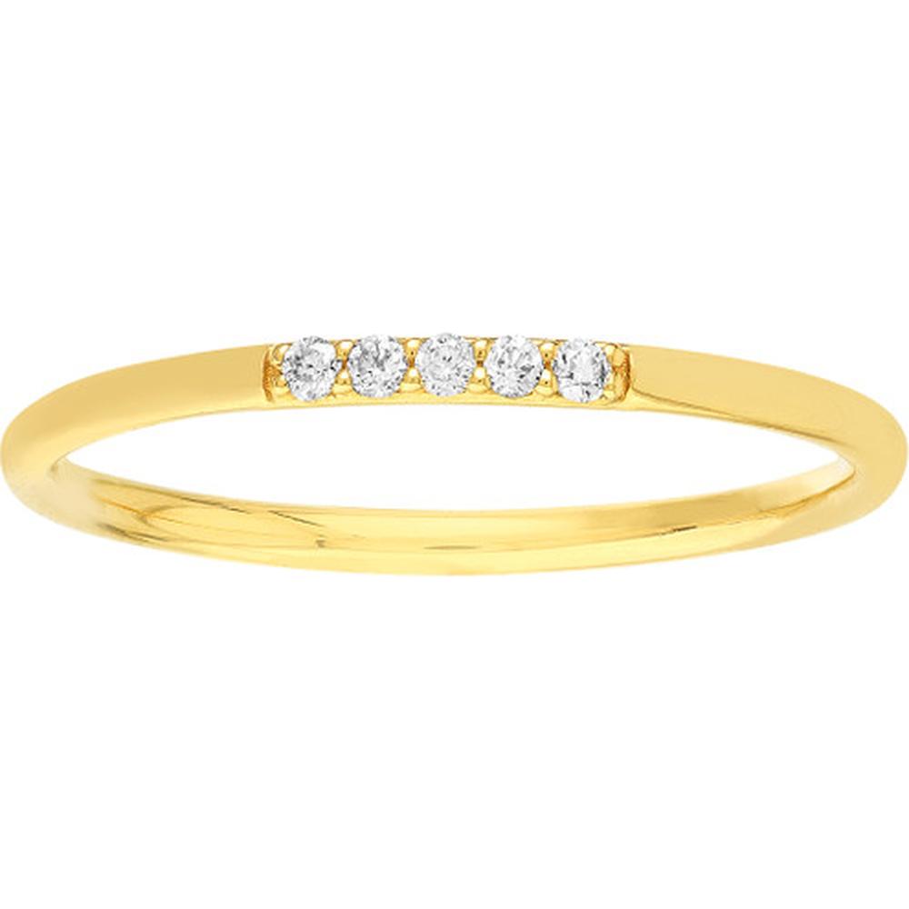 Olas d'Oro - 14K Yellow Gold Diamond Center Polished Band Ring - 0.05 Carat Total Diamond Weight