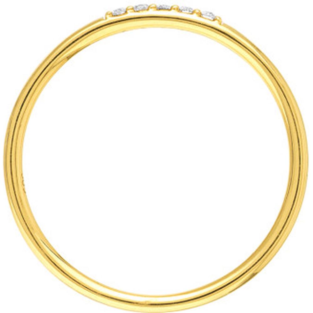 Olas d'Oro - 14K Yellow Gold Diamond Center Polished Band Ring - 0.05 Carat Total Diamond Weight
