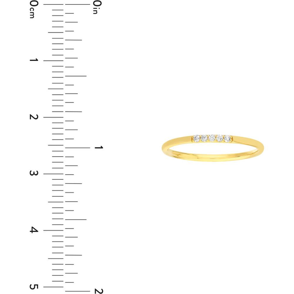 Olas d'Oro - 14K Yellow Gold Diamond Center Polished Band Ring - 0.05 Carat Total Diamond Weight