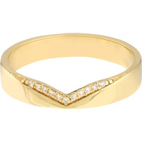 Olas d'Oro - 14K Yellow Gold Diamond Chevron Polished Band Ring - 0.06 Carat Diamond Total Weight