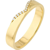 Olas d'Oro - 14K Yellow Gold Diamond Chevron Polished Band Ring - 0.06 Carat Diamond Total Weight