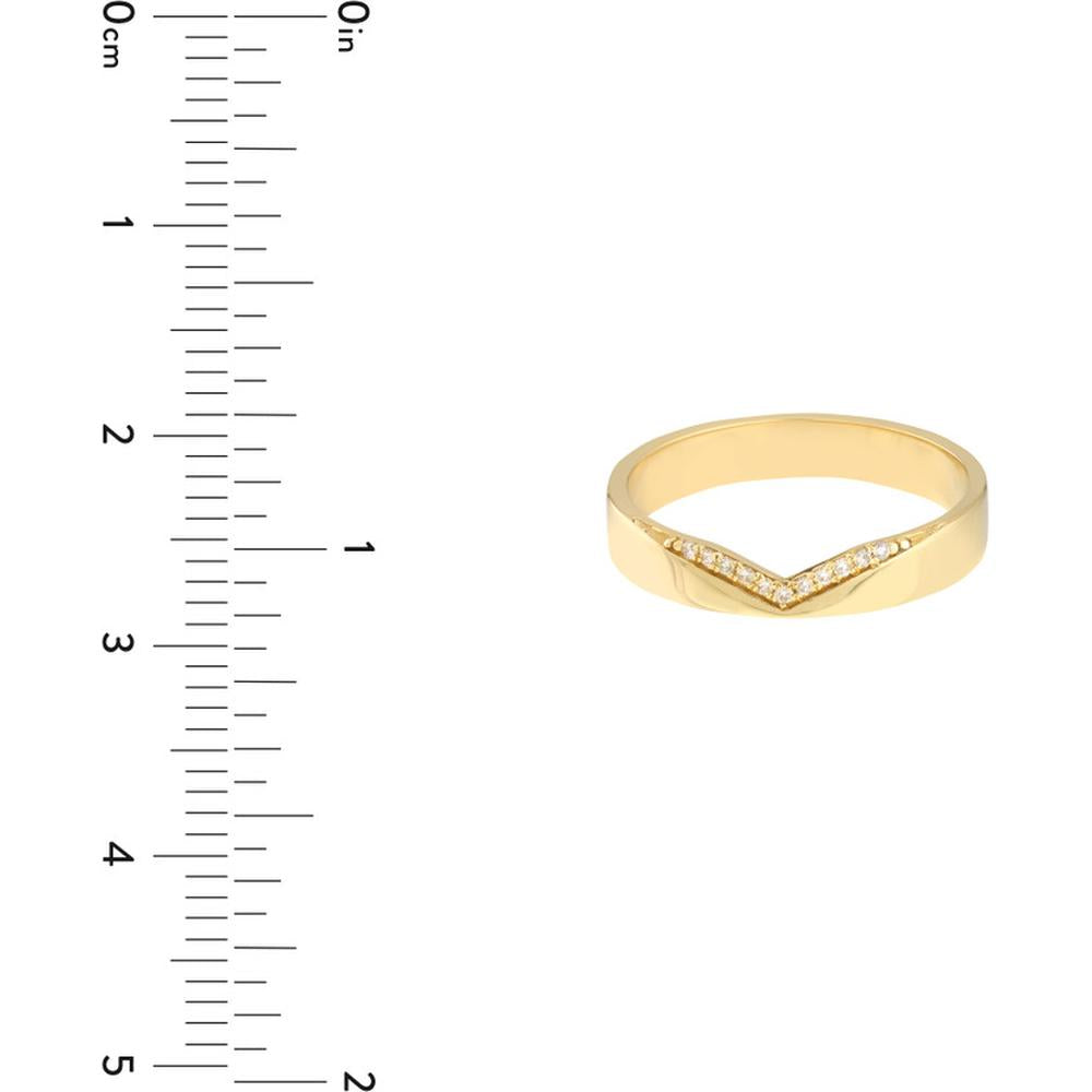 Olas d'Oro - 14K Yellow Gold Diamond Chevron Polished Band Ring - 0.06 Carat Diamond Total Weight