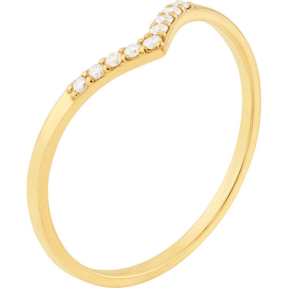 Olas d'Oro - 14K Yellow Gold Diamond Chevron Ring - 0.09 Carat Total Diamond Weight