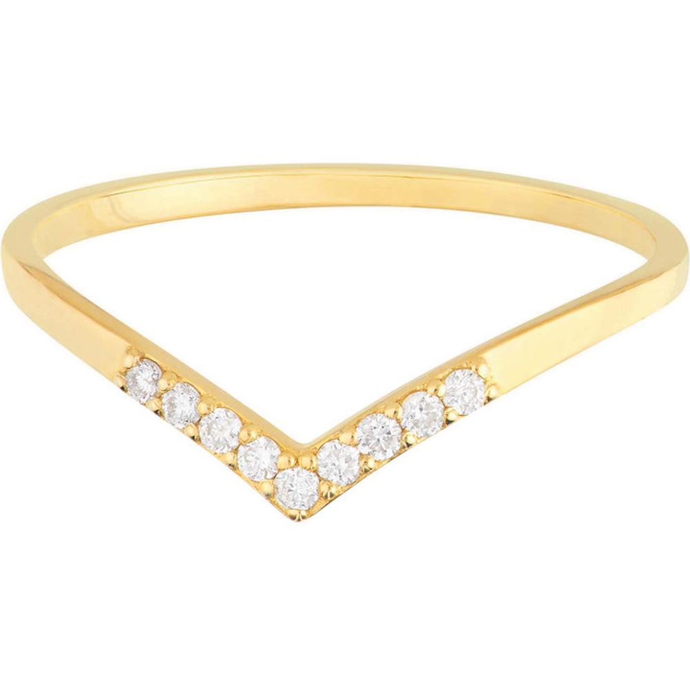 Olas d'Oro - 14K Yellow Gold Diamond Chevron Ring - 0.09 Carat Total Diamond Weight