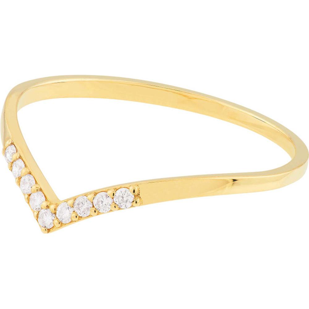 Olas d'Oro - 14K Yellow Gold Diamond Chevron Ring - 0.09 Carat Total Diamond Weight