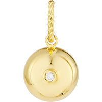 Olas d'Oro - 14K Yellow Gold Diamond Circle Bead Charm - 0.03 Carat Total Diamond Weight