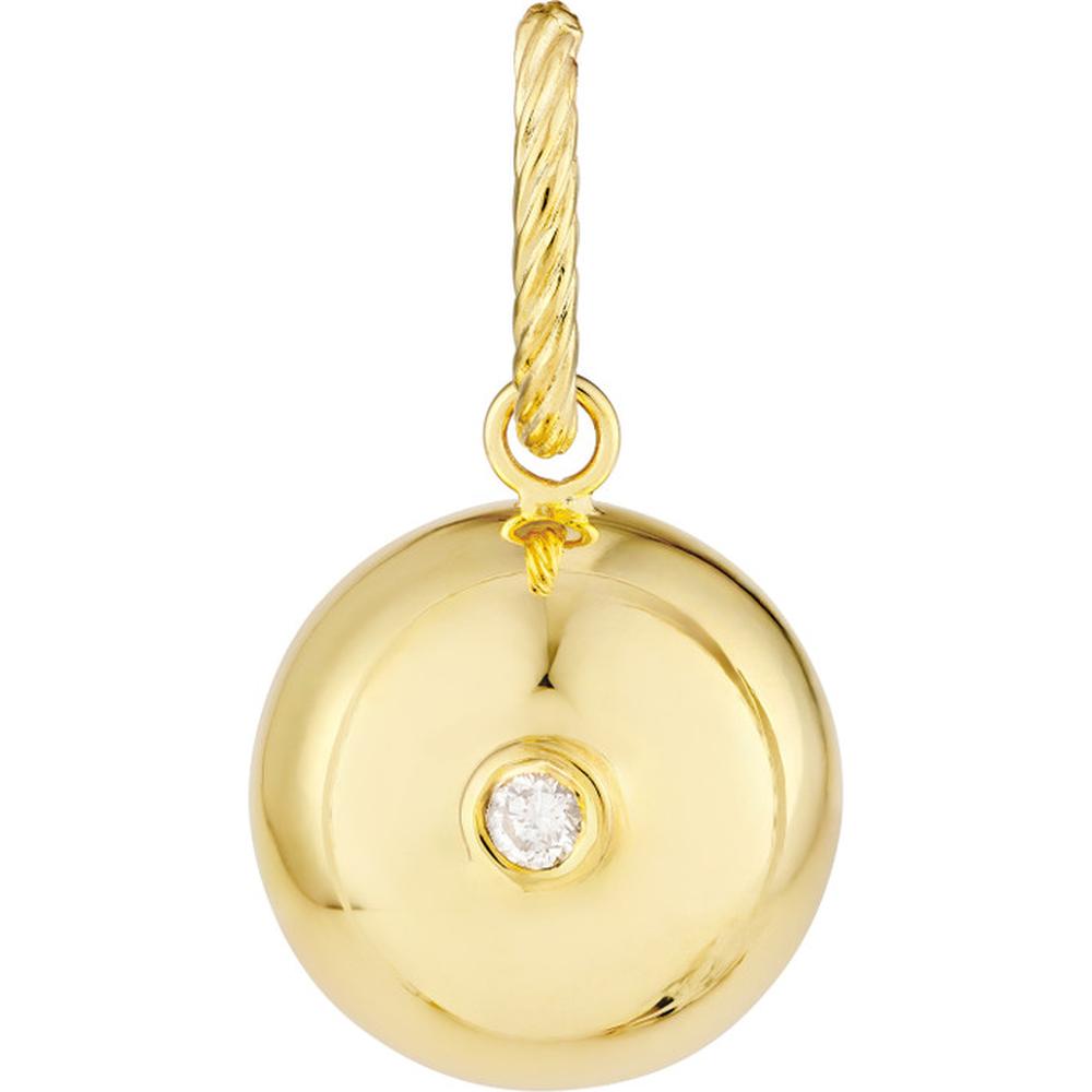 Olas d'Oro - 14K Yellow Gold Diamond Circle Bead Charm - 0.03 Carat Total Diamond Weight