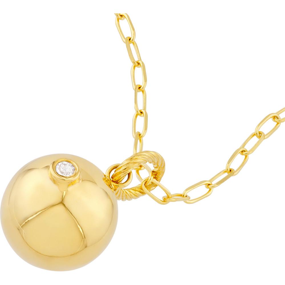 Olas d'Oro - 14K Yellow Gold Diamond Circle Bead Charm - 0.03 Carat Total Diamond Weight