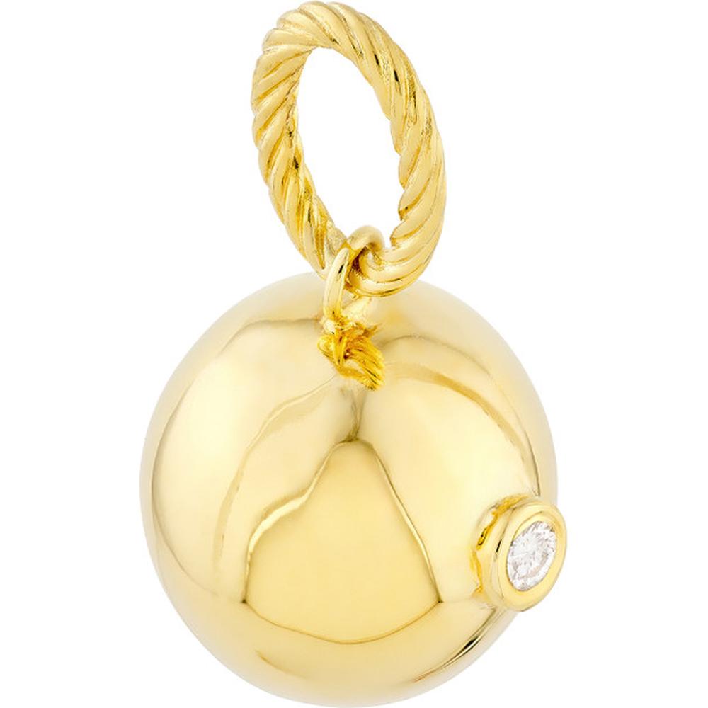 Olas d'Oro - 14K Yellow Gold Diamond Circle Bead Charm - 0.03 Carat Total Diamond Weight