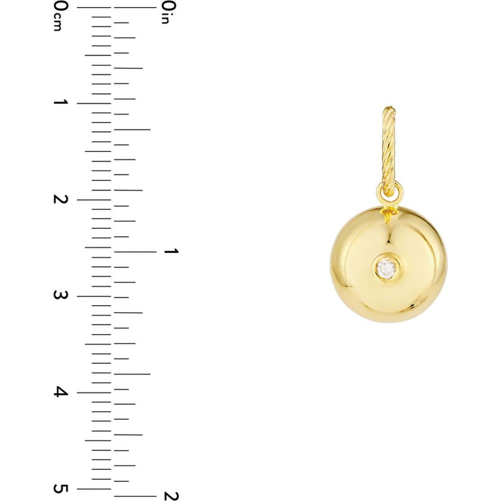 Olas d'Oro - 14K Yellow Gold Diamond Circle Bead Charm - 0.03 Carat Total Diamond Weight
