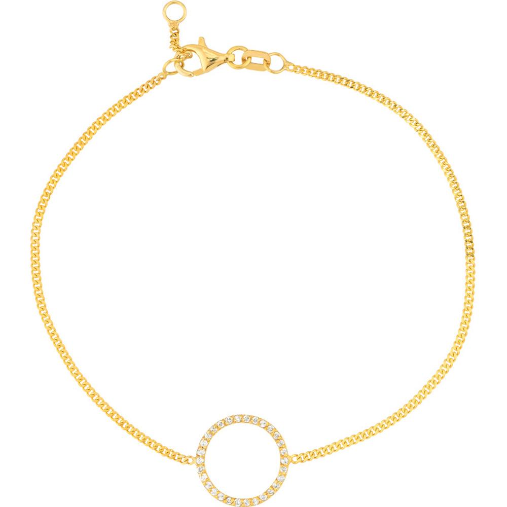 Olas d'Oro - 14K Yellow Gold Diamond Circle Curb Chain Bracelet - 1/6 Carat Total Diamond Weight