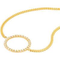 Olas d'Oro - 14K Yellow Gold Diamond Circle Curb Chain Bracelet - 1/6 Carat Total Diamond Weight