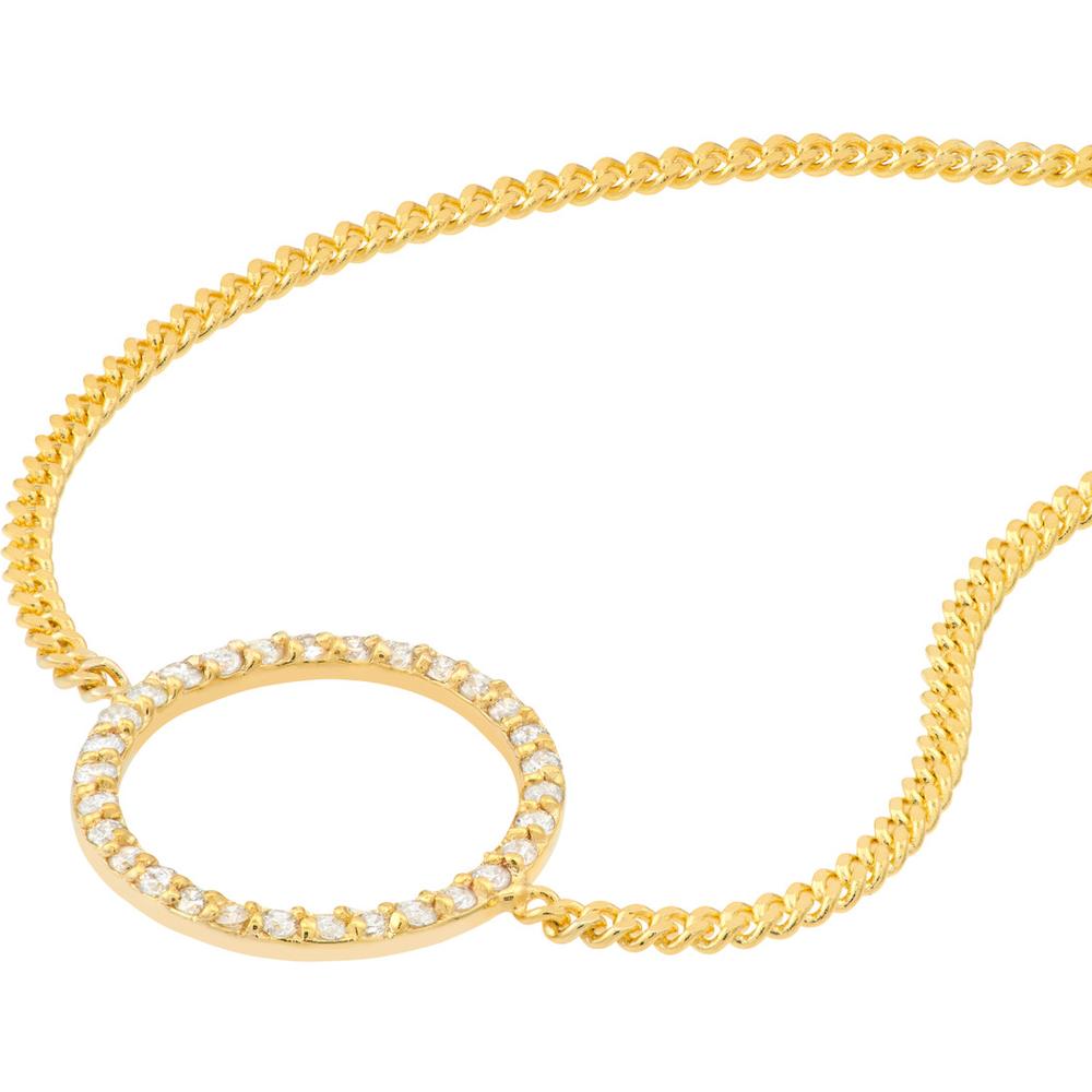 Olas d'Oro - 14K Yellow Gold Diamond Circle Curb Chain Bracelet - 1/6 Carat Total Diamond Weight
