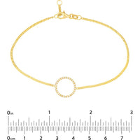 Olas d'Oro - 14K Yellow Gold Diamond Circle Curb Chain Bracelet - 1/6 Carat Total Diamond Weight