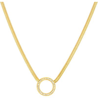 Olas d'Oro - 14K Yellow Gold Diamond Circle Snake Necklace with 0.16 Carat Total Diamond Weight