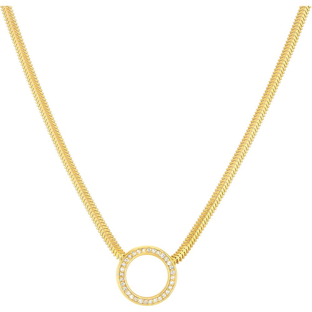 Olas d'Oro - 14K Yellow Gold Diamond Circle Snake Necklace with 0.16 Carat Total Diamond Weight