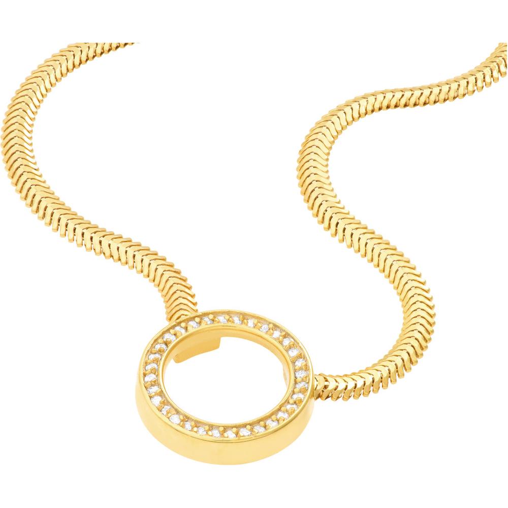 Olas d'Oro - 14K Yellow Gold Diamond Circle Snake Necklace with 0.16 Carat Total Diamond Weight