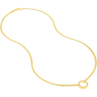 Olas d'Oro - 14K Yellow Gold Diamond Circle Snake Necklace with 0.16 Carat Total Diamond Weight