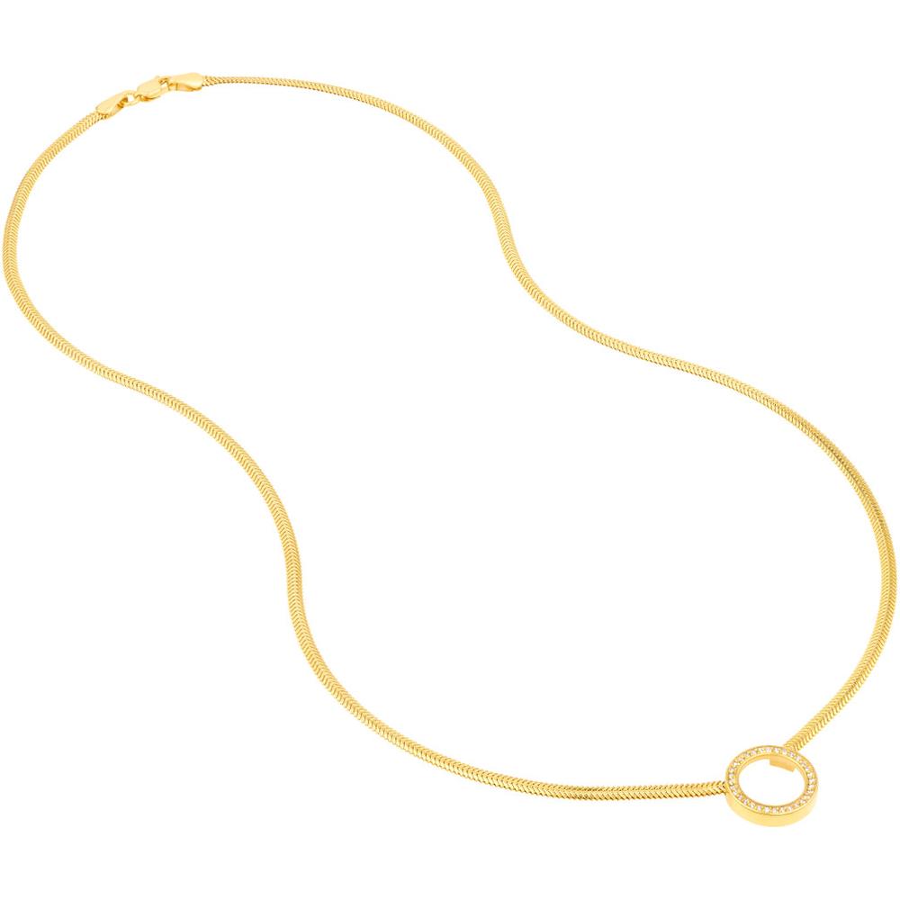 Olas d'Oro - 14K Yellow Gold Diamond Circle Snake Necklace with 0.16 Carat Total Diamond Weight