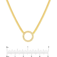 Olas d'Oro - 14K Yellow Gold Diamond Circle Snake Necklace with 0.16 Carat Total Diamond Weight