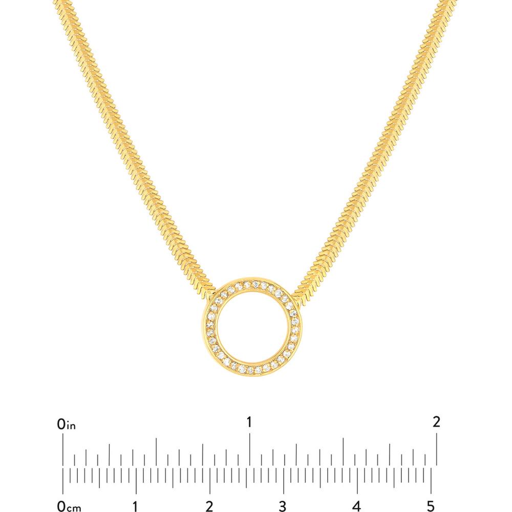 Olas d'Oro - 14K Yellow Gold Diamond Circle Snake Necklace with 0.16 Carat Total Diamond Weight