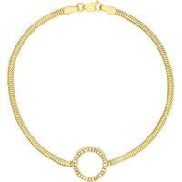 Olas d'Oro - 14K Yellow Gold Diamond Circle Station Snake Bracelet - 0.16 Carat Total Diamond Weight
