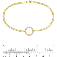 Olas d'Oro - 14K Yellow Gold Diamond Circle Station Snake Bracelet - 0.16 Carat Total Diamond Weight