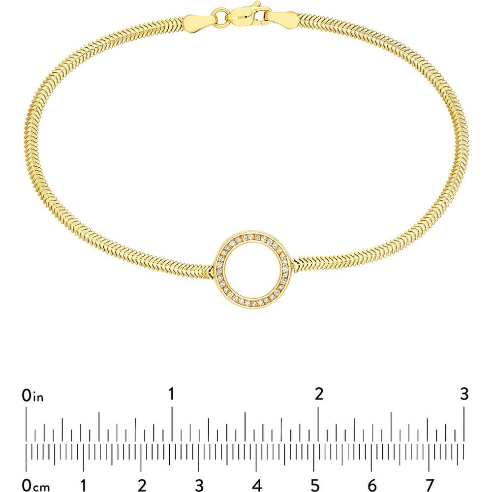 Olas d'Oro - 14K Yellow Gold Diamond Circle Station Snake Bracelet - 0.16 Carat Total Diamond Weight