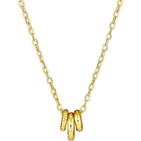 Olas d'Oro - 14K Yellow Gold Diamond Circle Trio Necklace - 1/20 Carat Total Diamond Weight
