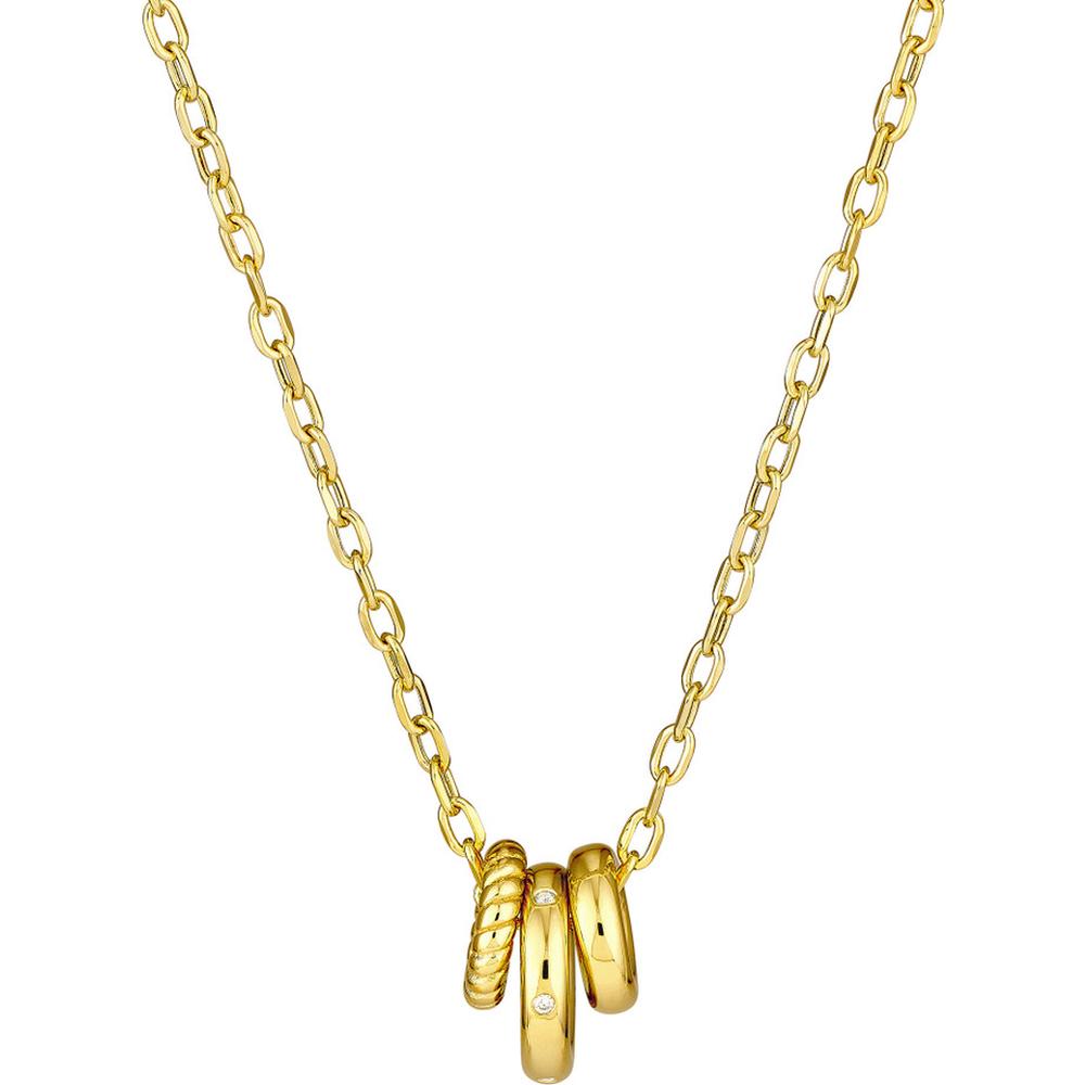 Olas d'Oro - 14K Yellow Gold Diamond Circle Trio Necklace - 1/20 Carat Total Diamond Weight
