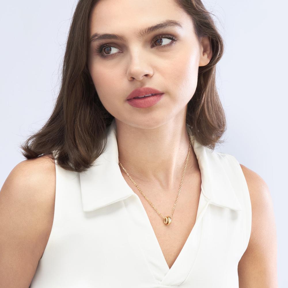 Olas d'Oro - 14K Yellow Gold Diamond Circle Trio Necklace - 1/20 Carat Total Diamond Weight