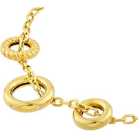 Olas d'Oro - 14K Yellow Gold Diamond Circle Trio Necklace - 1/20 Carat Total Diamond Weight