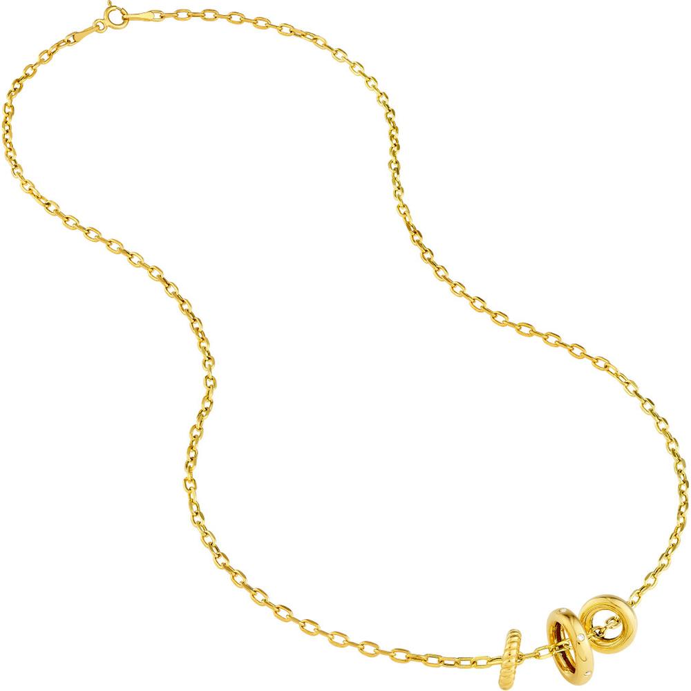 Olas d'Oro - 14K Yellow Gold Diamond Circle Trio Necklace - 1/20 Carat Total Diamond Weight