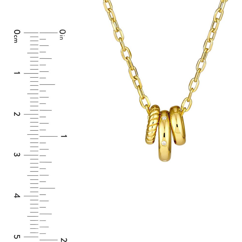 Olas d'Oro - 14K Yellow Gold Diamond Circle Trio Necklace - 1/20 Carat Total Diamond Weight