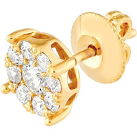 Olas d'Oro - 14K Yellow Gold Diamond Cluster Stud Earrings - 1.10 Carat Total Diamond Weight