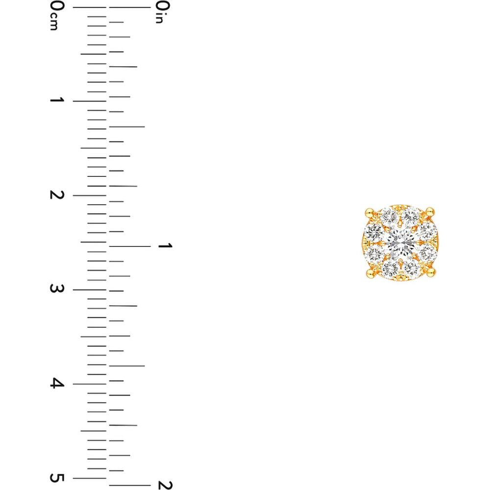 Olas d'Oro - 14K Yellow Gold Diamond Cluster Stud Earrings - 1.10 Carat Total Diamond Weight
