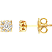 Olas d'Oro - 14K Yellow Gold Diamond Cluster Stud Earrings - 1/3 Carat Total Carat Weight