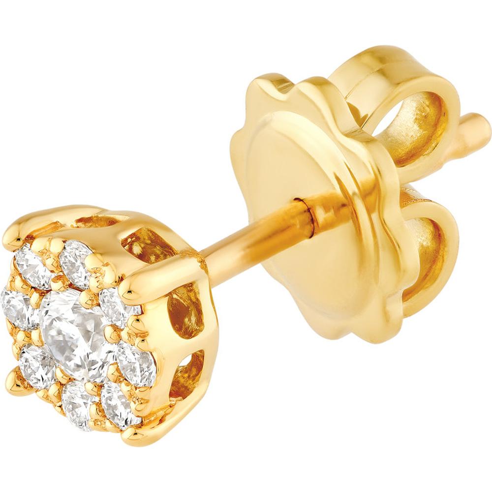 Olas d'Oro - 14K Yellow Gold Diamond Cluster Stud Earrings - 1/3 Carat Total Carat Weight