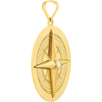 Olas d'Oro - 14K Yellow Gold Diamond Compass Pendant - 1/20 Total Carat Weight